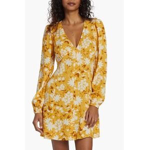 Billabong Dress Women's Size 4 Floral Print Long Sleeve Button Front‎ Mini